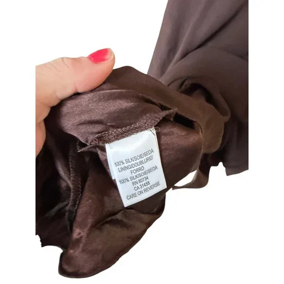 Y2K BCBGMAXAZRIA Brown Asymmetrical Fairy Dress Breaded, Size 4, 100% Silk - Picture 9 of 11